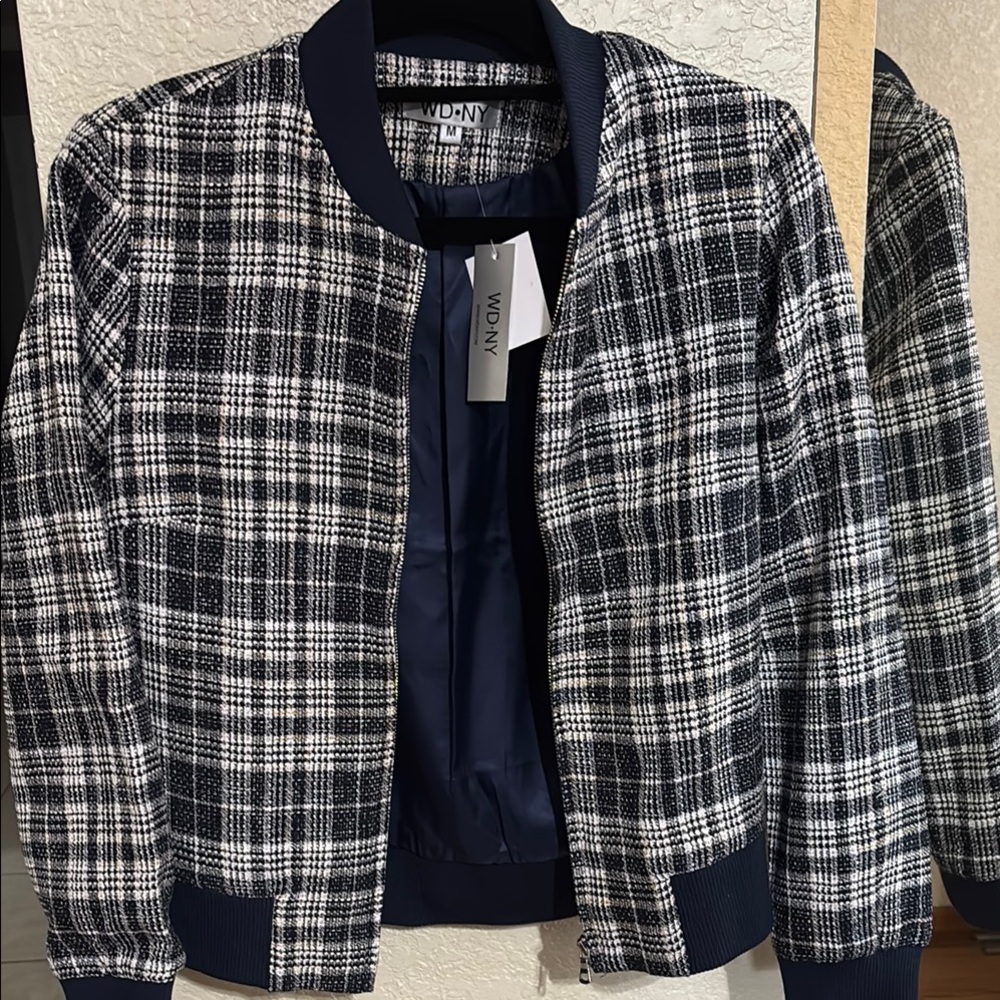 WD-NY Navy and White Checkered Jacket